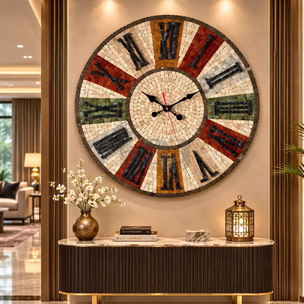Premium Mosaic Stone Wall Clock - Art in Every Second