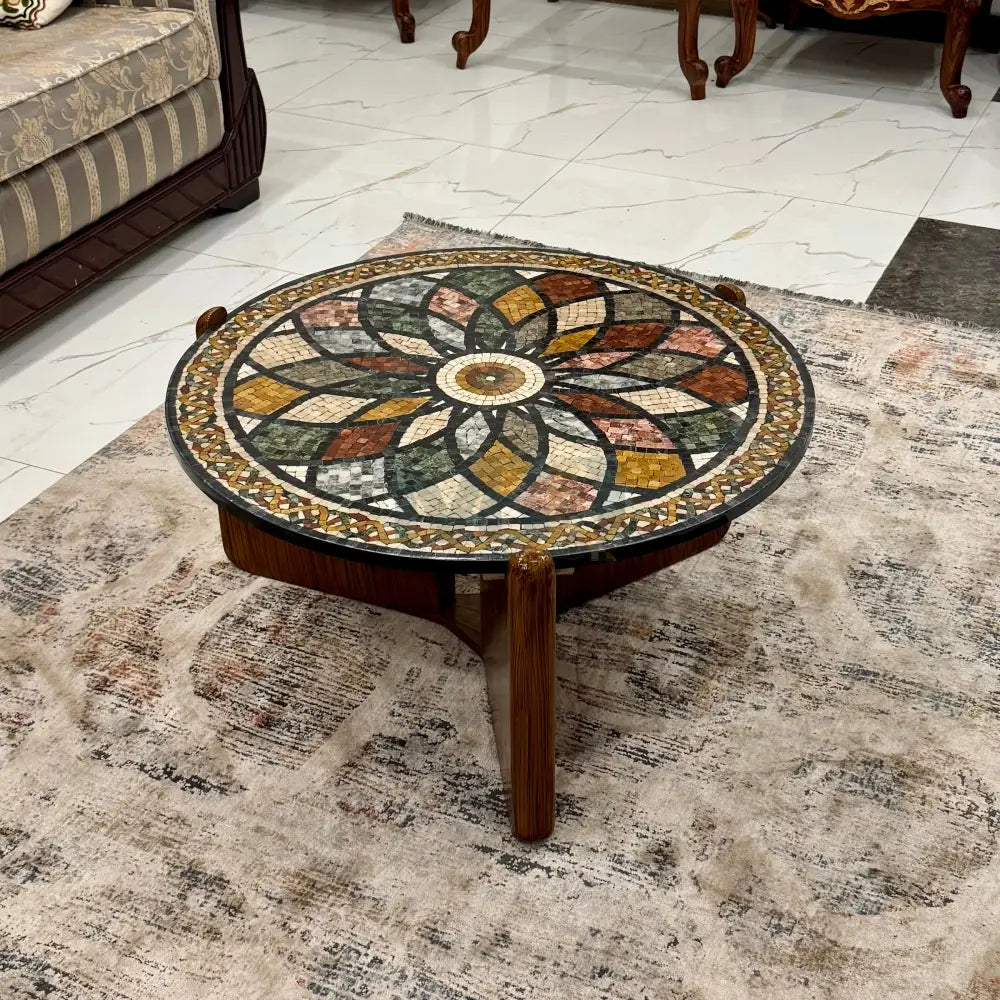 Premium Spectrum Mosaic Stone Center Table Artwork 33’’ x 33’’ x 17’’