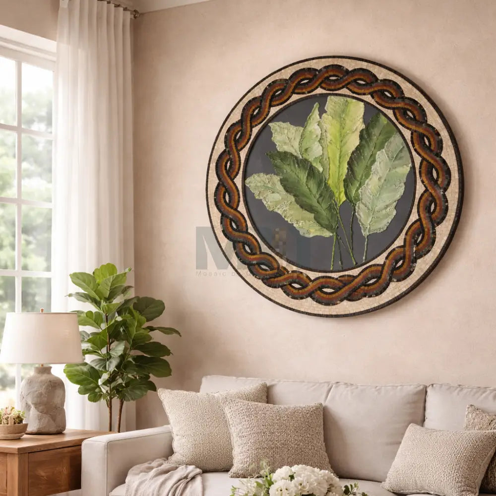 Premium Textured Mosaic Leaf Artwork for Luxurious Space 48” x 48”