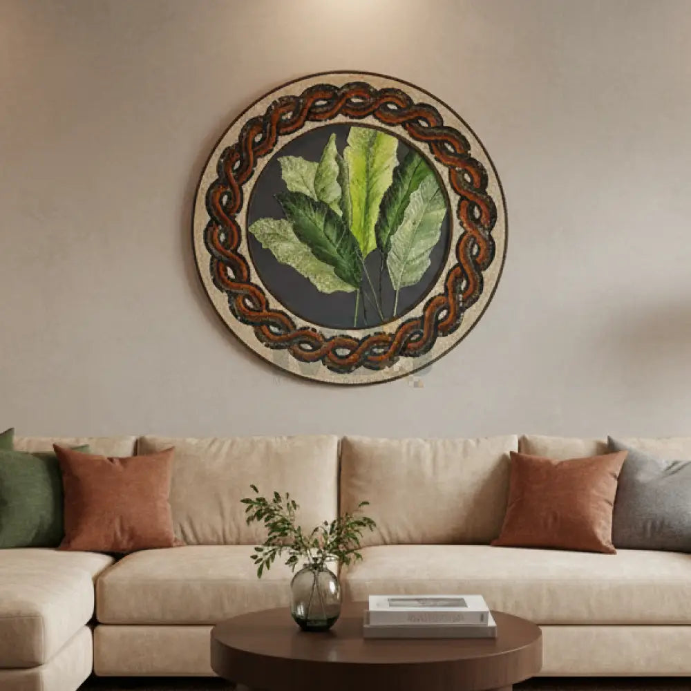 Premium Textured Mosaic Leaf Artwork for Luxurious Space 48” x 48”