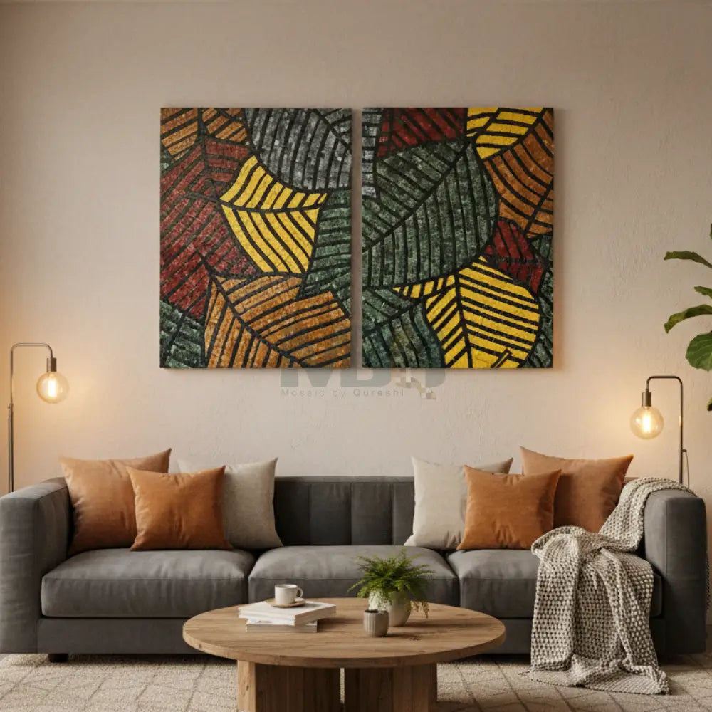 Rhythm of the Autumn Canopy – Bespoke Mosaic Wall Art with Style 32”x24” / Pair