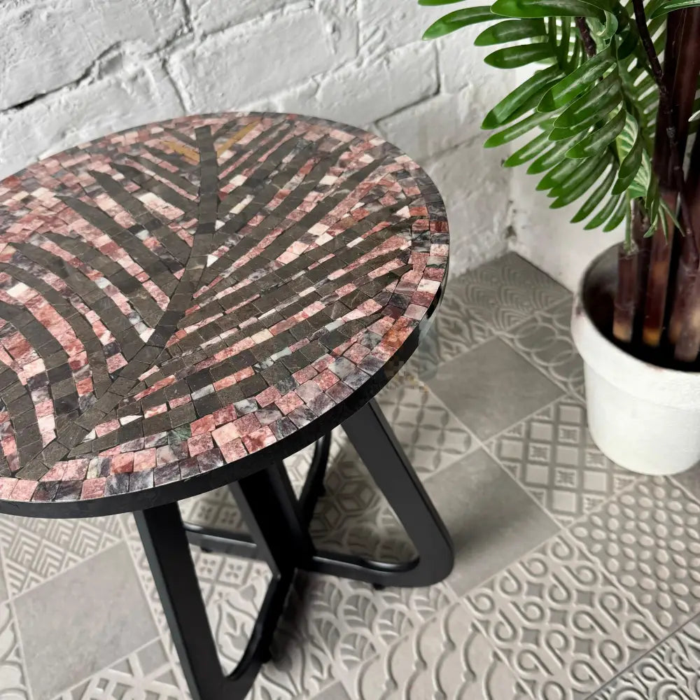Rosewood Tea Leaf Stone Coffee Table 16” x 16” x 20”