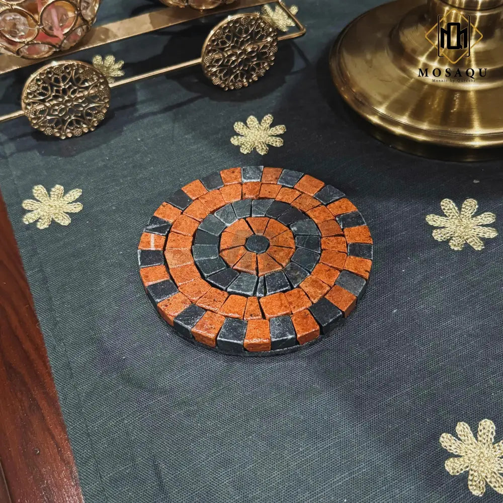 Ruby Noir & Pitch Black Stone Coaster For Economy Home Decor 6 PCS