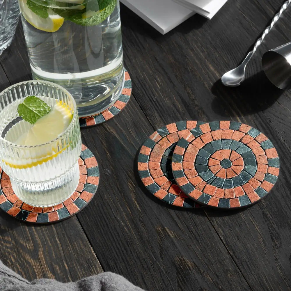 Ruby Noir & Pitch Black Stone Coaster For Economy Home Decor 6 PCS