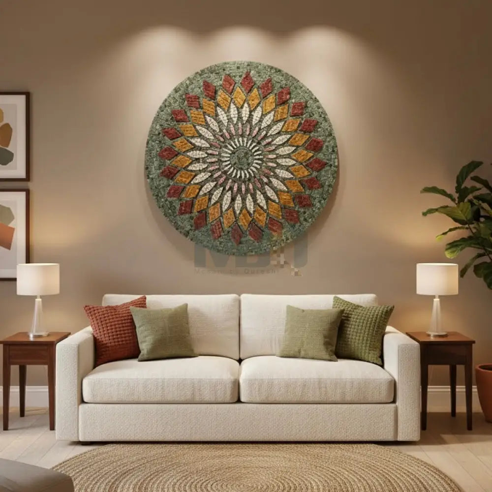 Signature Aurora Mandala: A Symphony of Colors in Stone for Antique Home Decor Wall Hangings