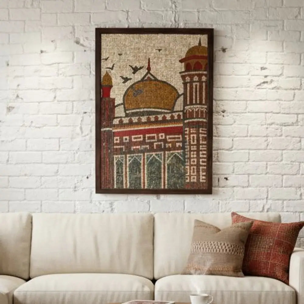 Signature Badshahi Mosque Stonework Islamic Hanging - Sacred Wall Art for Country Home Decor 30’’x42’’ Wall Hangings