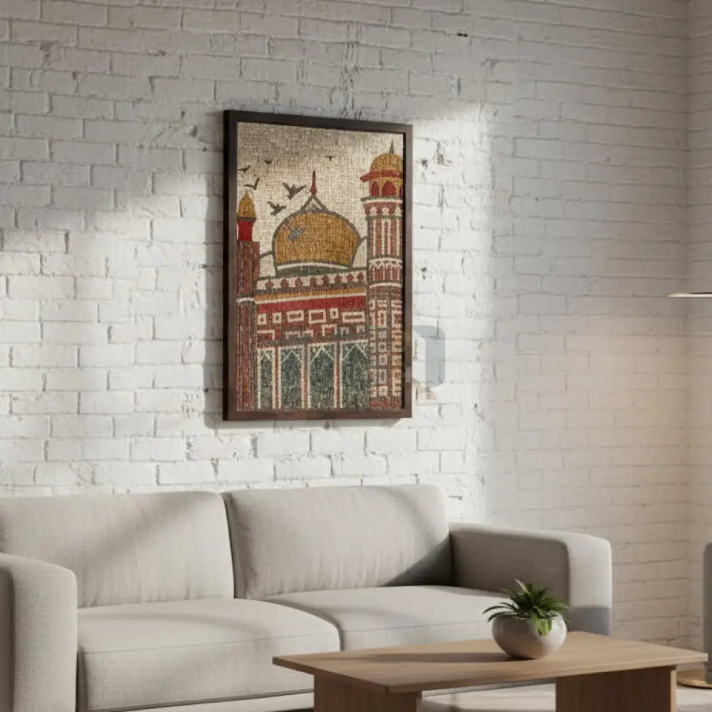 Signature Badshahi Mosque Stonework Islamic Hanging - Sacred Wall Art for Country Home Decor 30’’x42’’ Wall Hangings