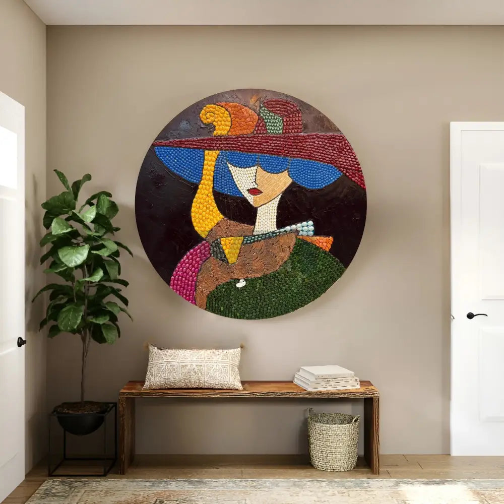 SIGNATURE HARMONY ART WITH LASANI SHEET and MULTI-COLOR WALL ART DESIGN 32’’X32’’ Wall Hangings