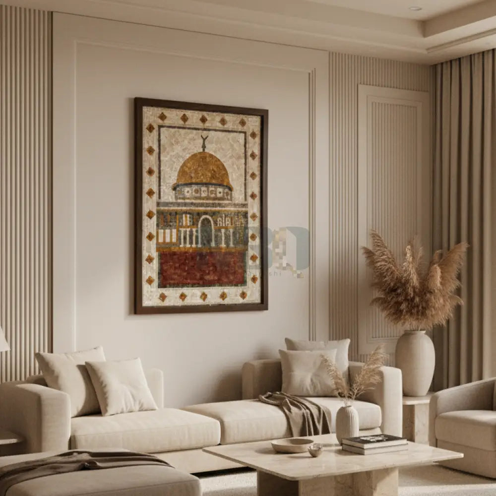 Signature Masjid Aqsa Stonework Islamic Hanging - Sacred Wall Art for Country Home Decor 30’’x42’’ Wall Hangings
