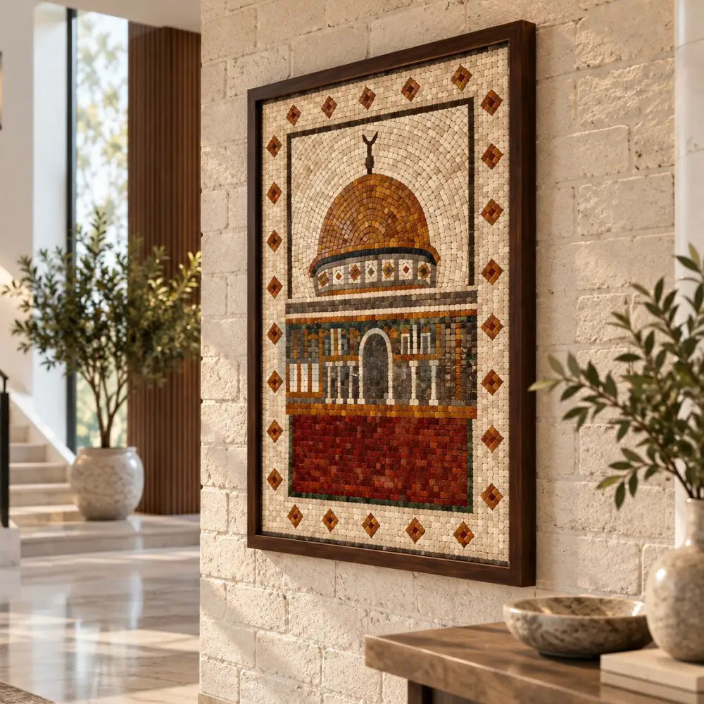 Signature Masjid Aqsa Stonework Islamic Hanging - Sacred Wall Art for Country Home Decor - 30’’x42’’ - Wall Hangings