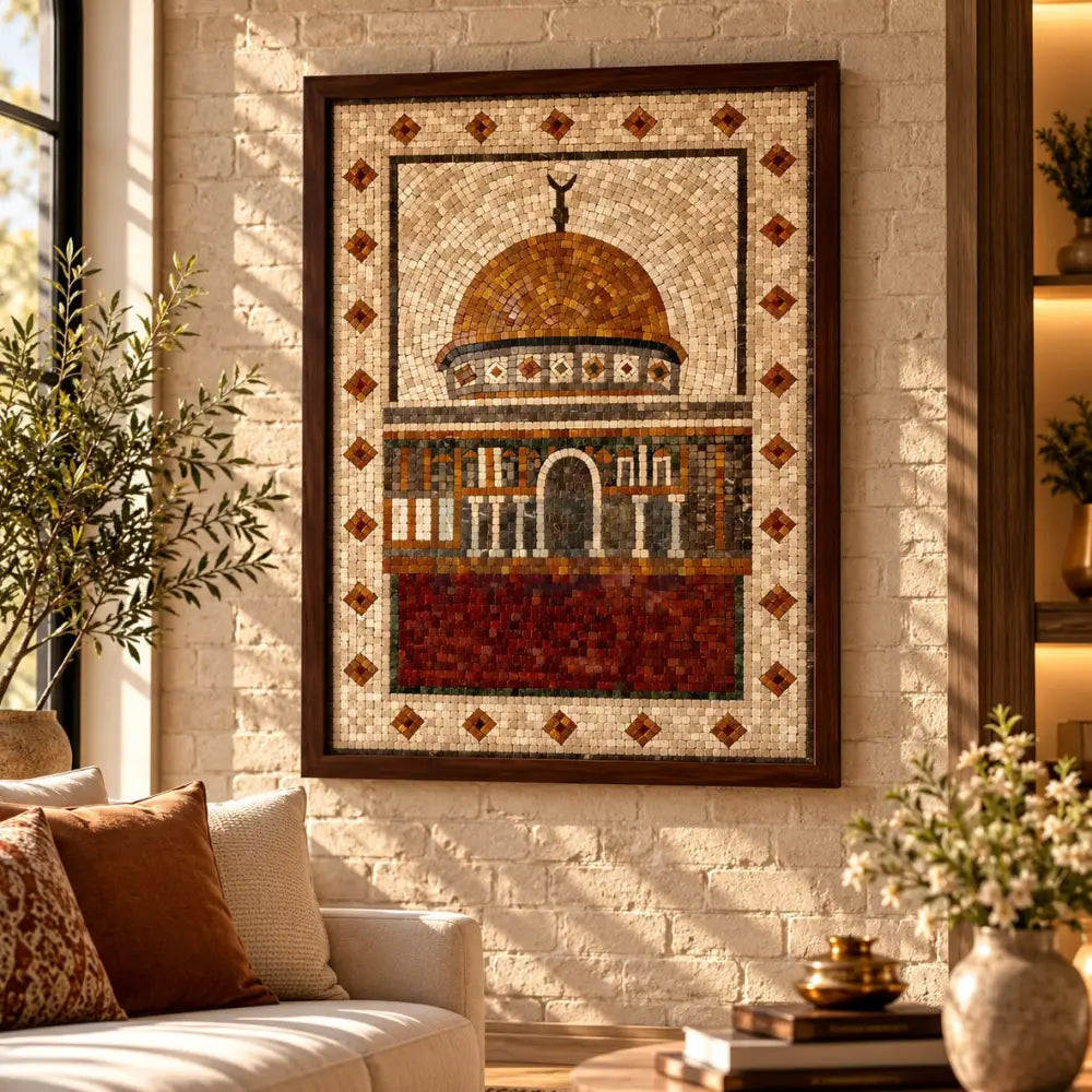 Signature Masjid Aqsa Stonework Islamic Hanging - Sacred Wall Art for Country Home Decor - 30’’x42’’ - Wall Hangings