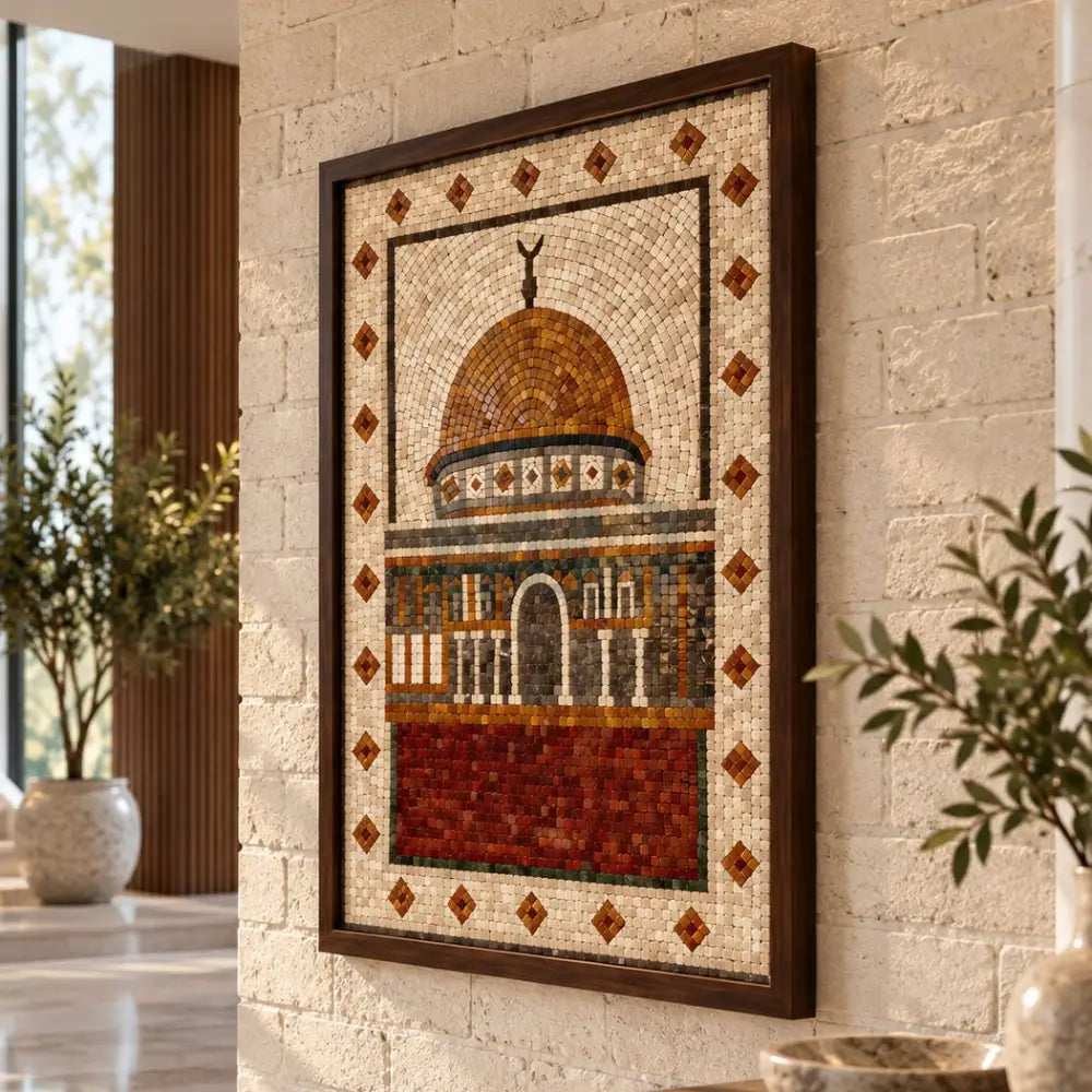 Signature Masjid Aqsa Stonework Islamic Hanging - Sacred Wall Art for Country Home Decor - 30’’x42’’ - Wall Hangings