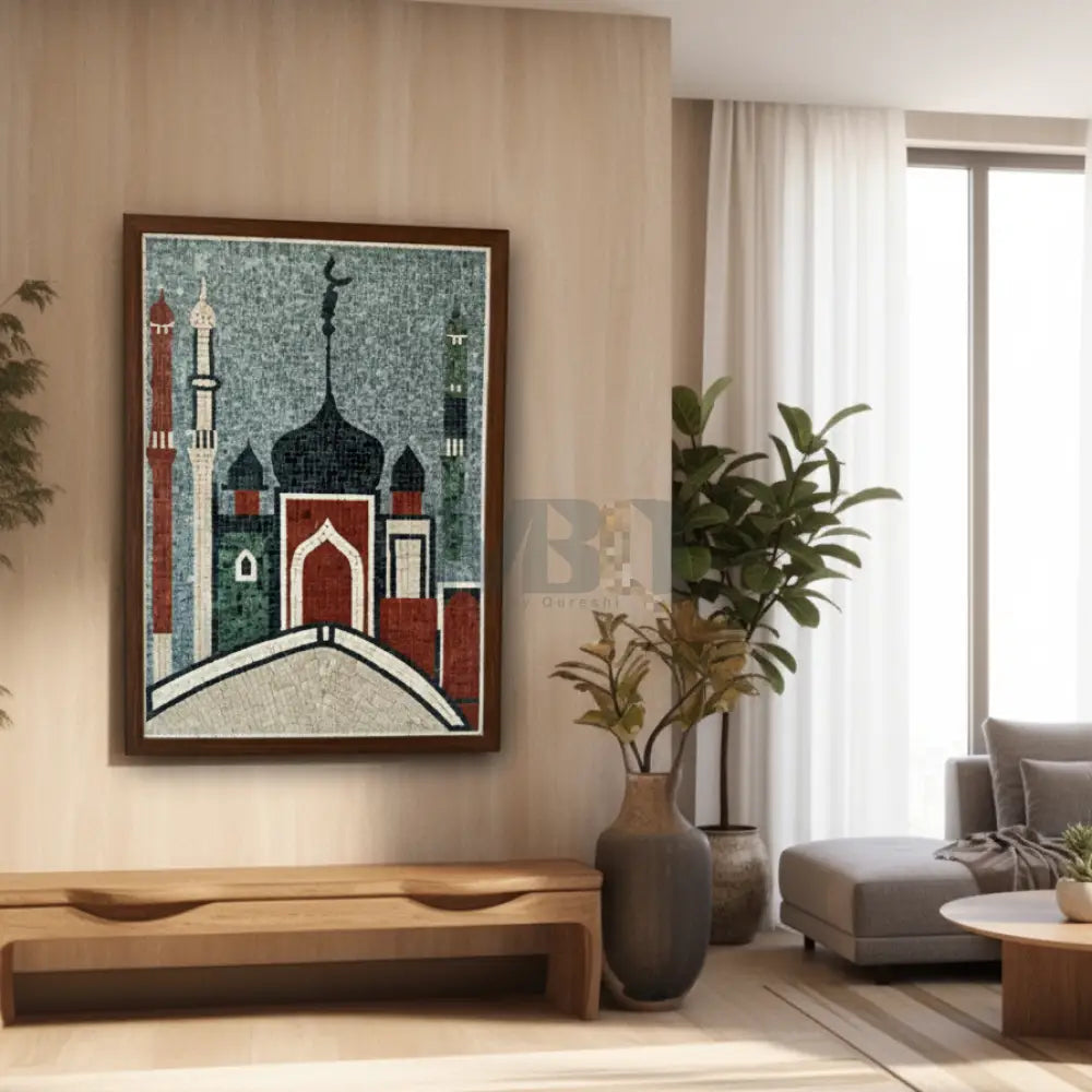 Signature Mosque Stonework Islamic Hanging - Sacred Wall Art for Country Home Decor 30’’x42’’ Wall Hangings