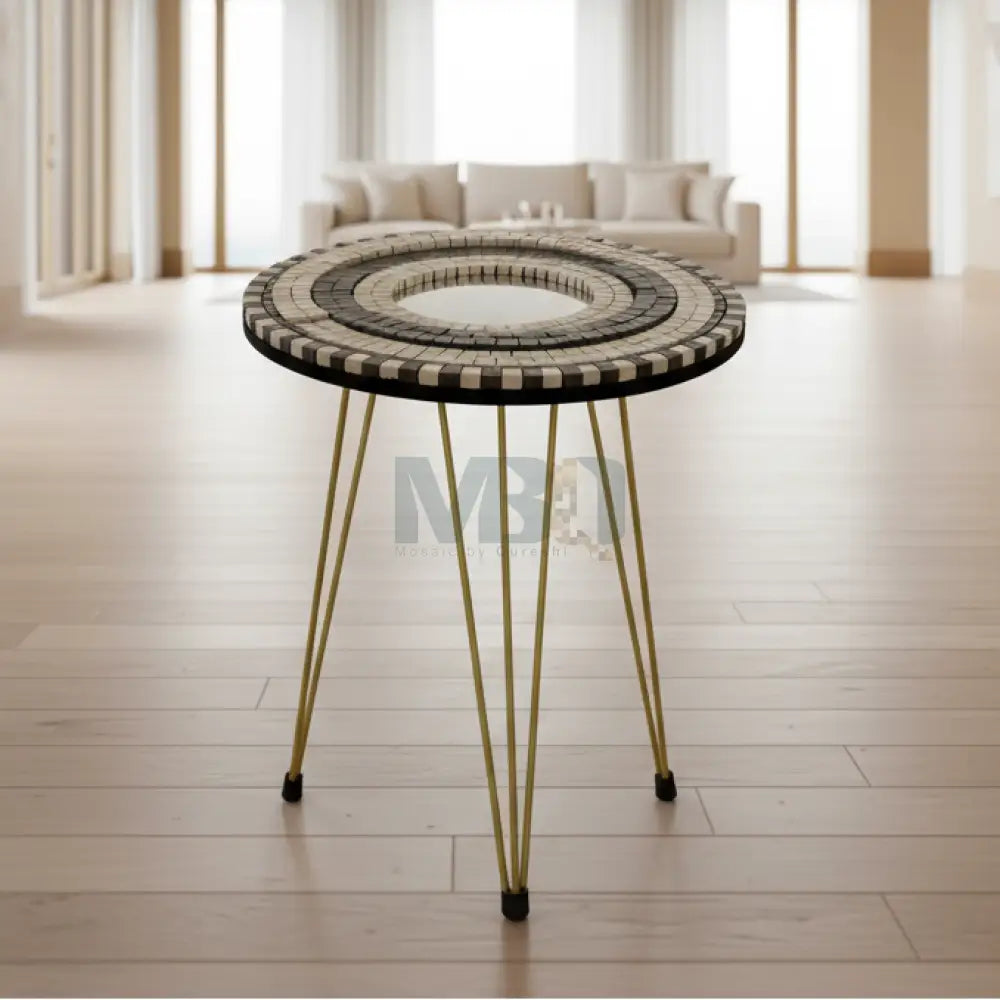 Smart Mosaic Coffee / Vase Table - Elegant Coffee Brown Stone Design with Acrylic Mirror 12’’x12’’ Top - 18’’ Height