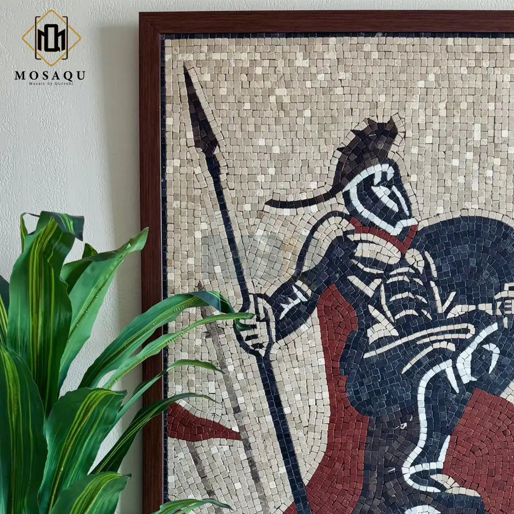 Spartan Warrior Mosaic Wall Art - Stone Crafted Hanging Décor 42’’x30’’ Wall Hangings