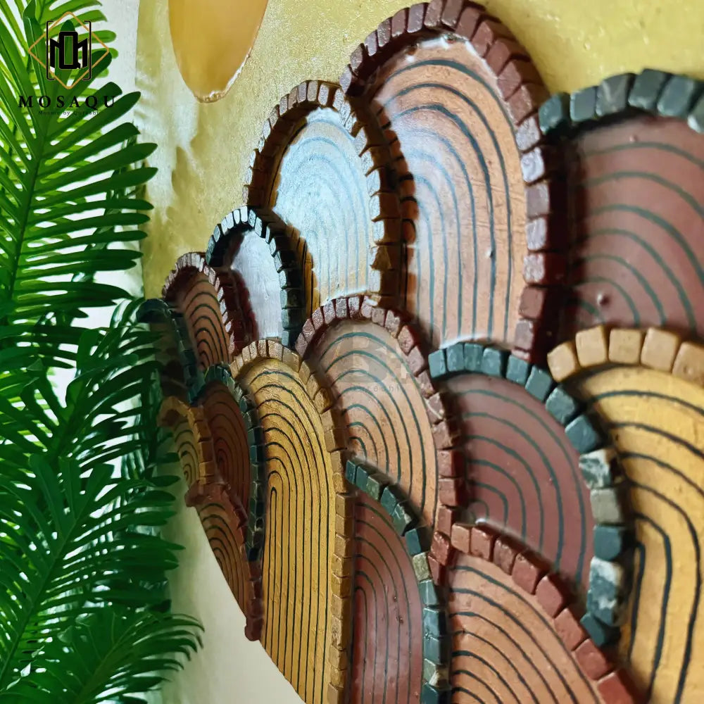 Sunrise Serenity: Resin Wall Art with Natural Stones for Antique Home Decor 32’’x32’’ Wall Hangings