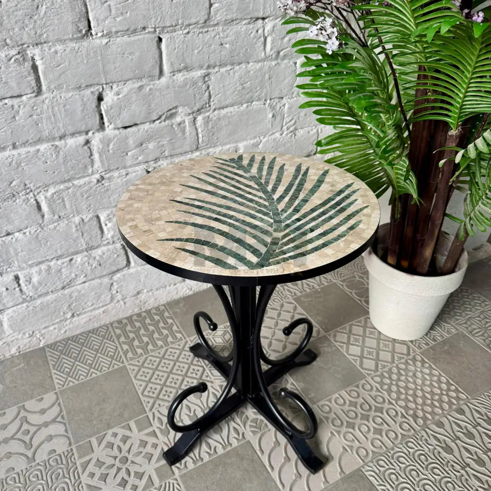 Tea Leaf Stone Coffee Table – Ornate Curve Base for Upscale Home Decor Styles 16” x 16” x 20”