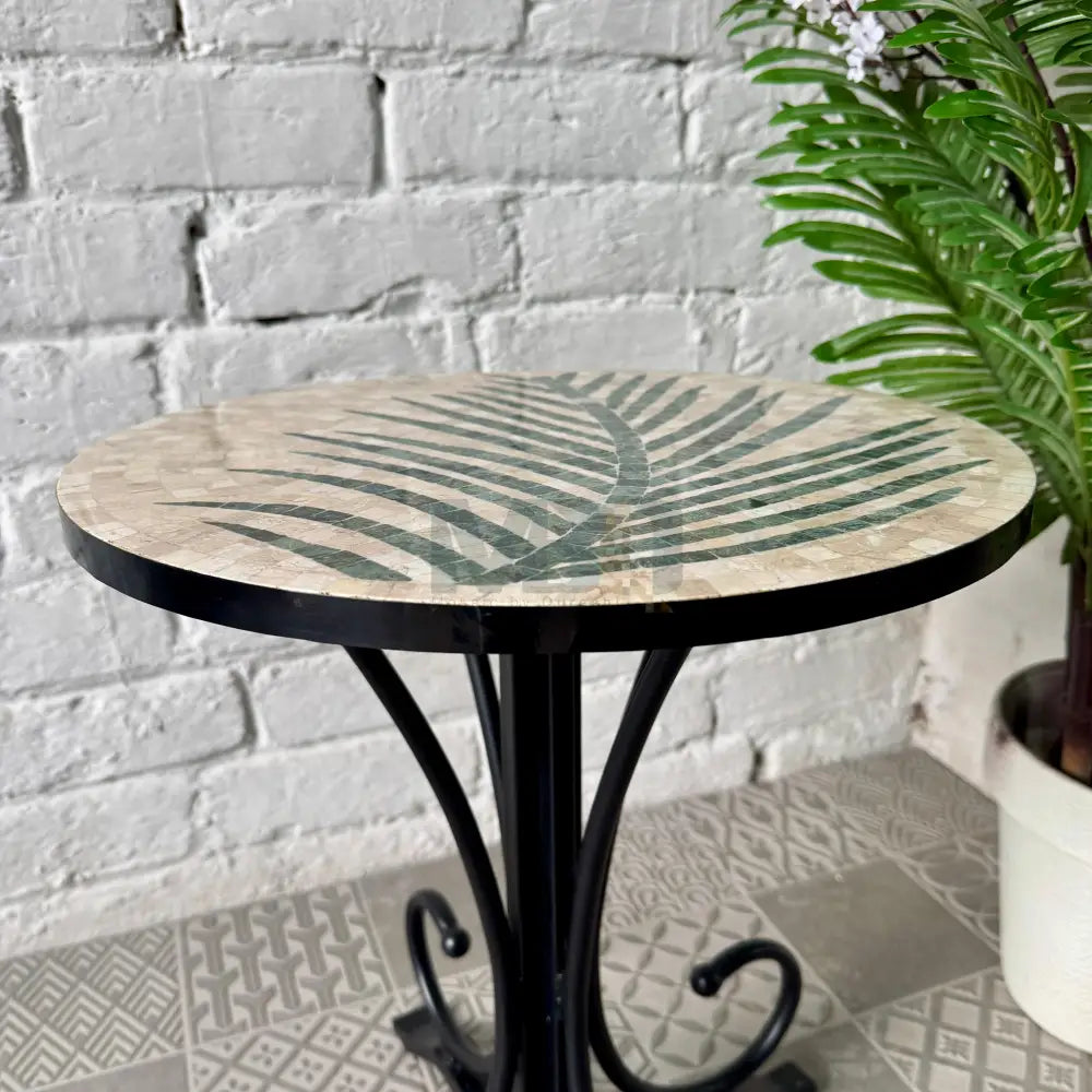 Tea Leaf Stone Coffee Table – Ornate Curve Base for Upscale Home Decor Styles 16” x 16” x 20”