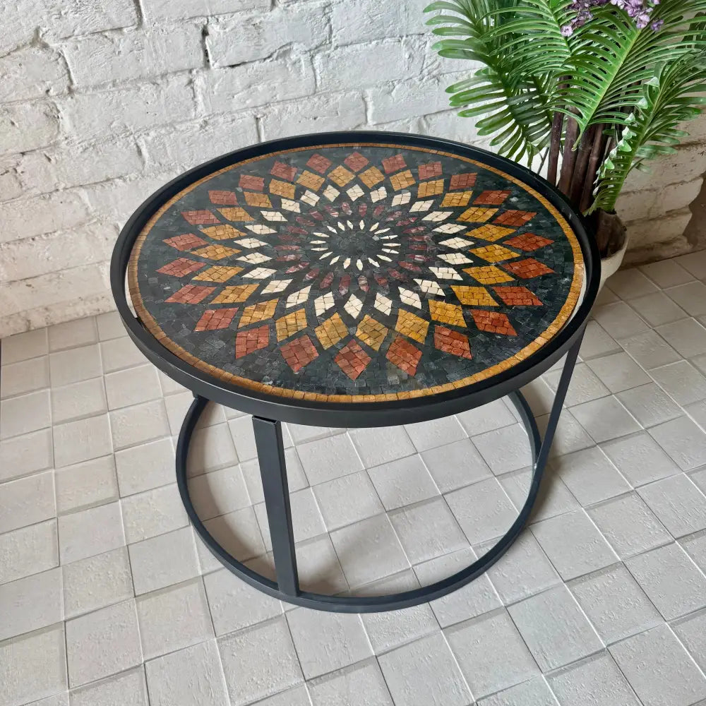The Artisan’s Signature Mandala Mosaic Center Table for Country Home Decor