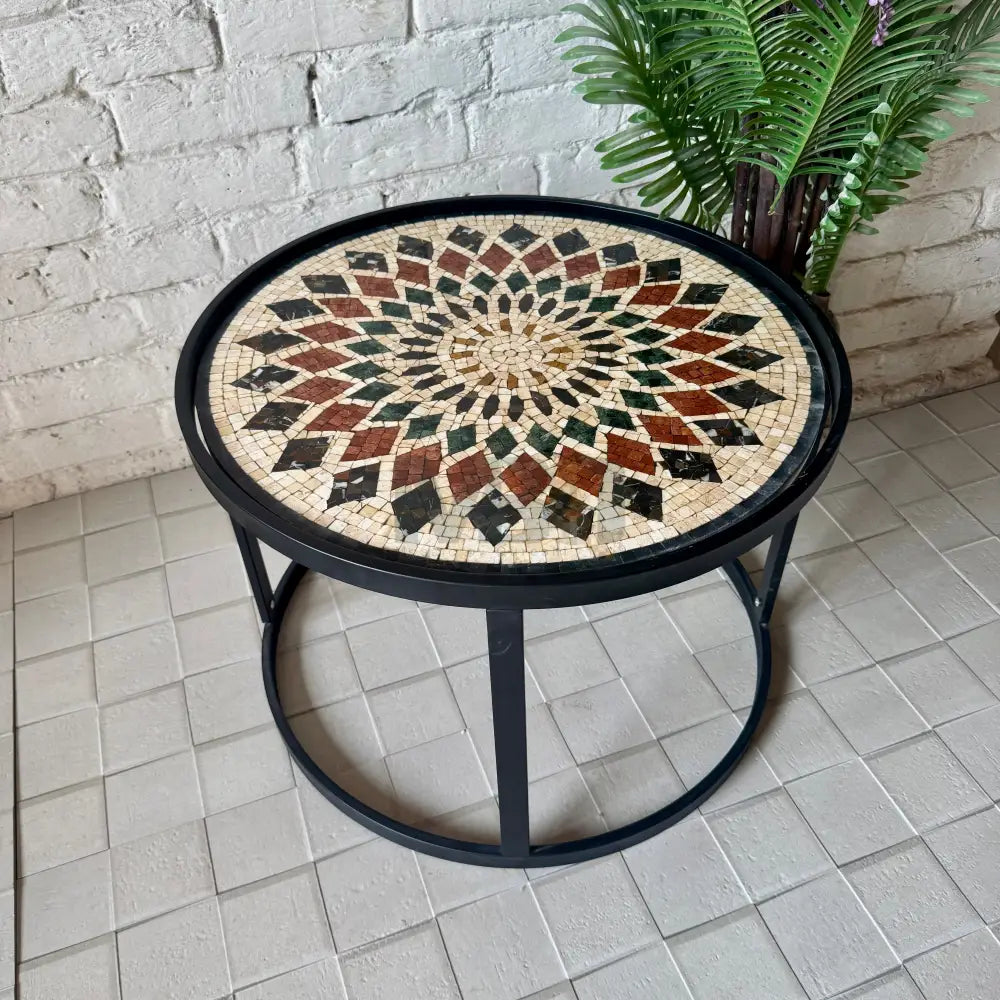 The Artisan’s Signature Mandala Mosaic Center Table for Quirky Home Decor