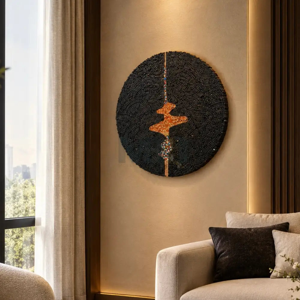 The Golden Path: Handcrafted Mosaic & Premium Wall Art - 36”x36”