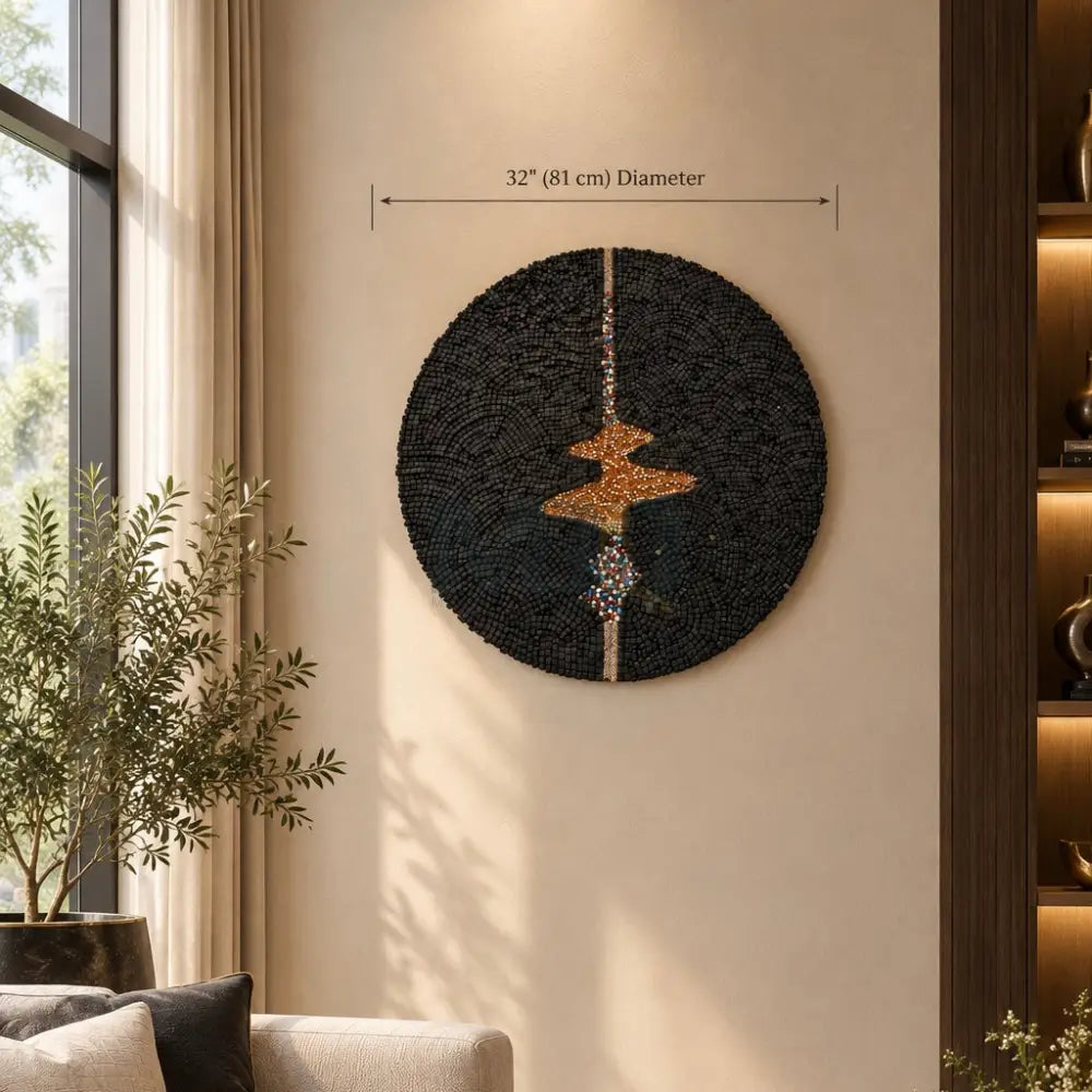The Golden Path: Handcrafted Mosaic & Premium Wall Art - 36”x36”