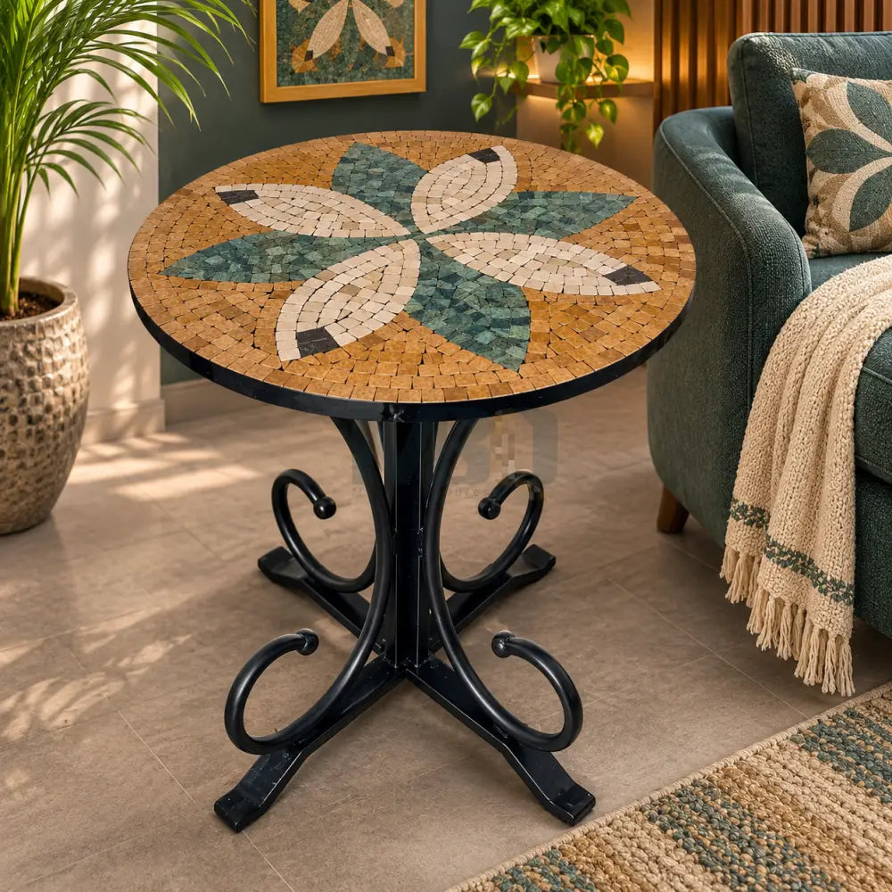 Timeless Petal Design Coffee Table - Ornate Curve Base With Antique Soul - 16” x 16” x 20”