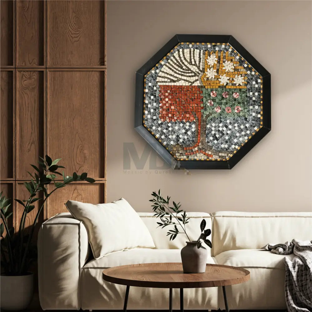 Timeless Seasons Stone Wall Decor Frame - Tree of Life Artwork with Organic Patterns Wall Hangings