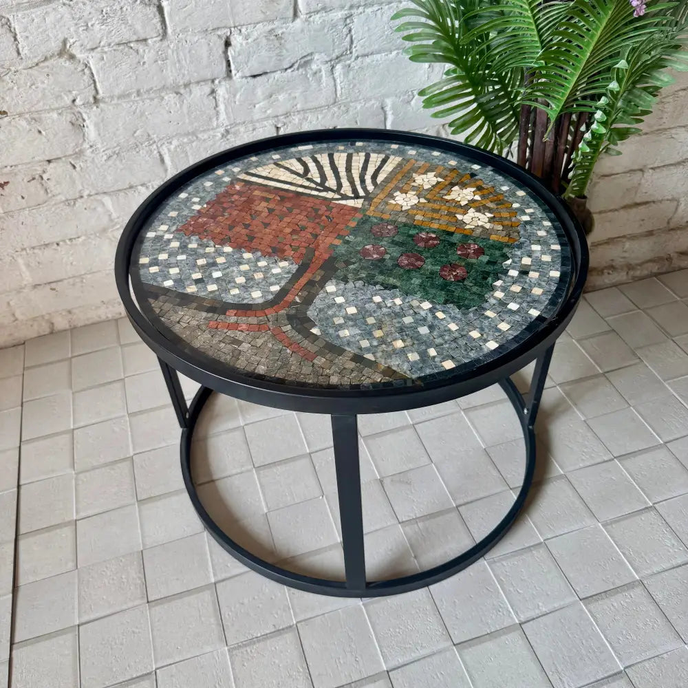 Tree of Life Stone Coffee Table: Nature-Inspired Masterpiece for Antique Home Decor