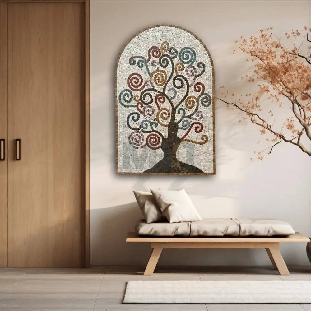 Tree of Vibrant Whirls - The Artistic Tree Mosaic for Country Home Decor 36’’x24’’ Wall Hangings