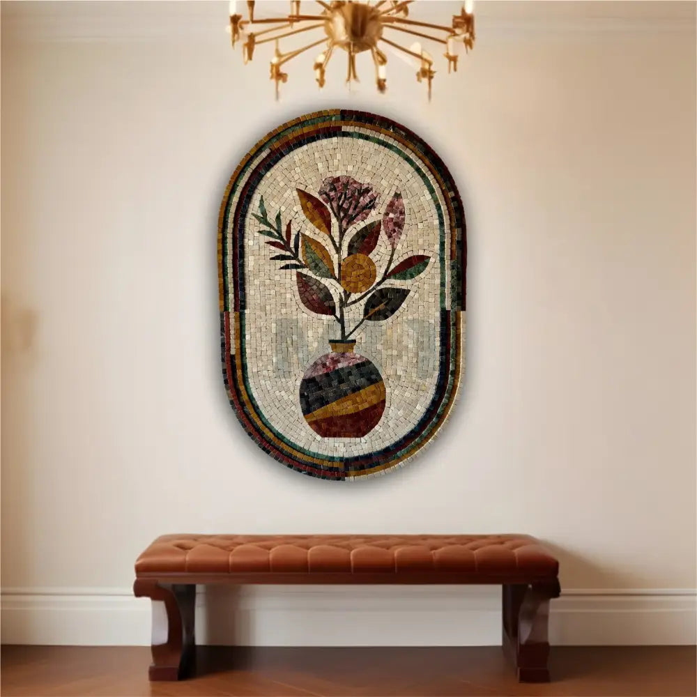 Vase Reverie: A Mosaic of Nature’s Grace for Western Home Decor 36’’ x 24’’ Wall Hangings