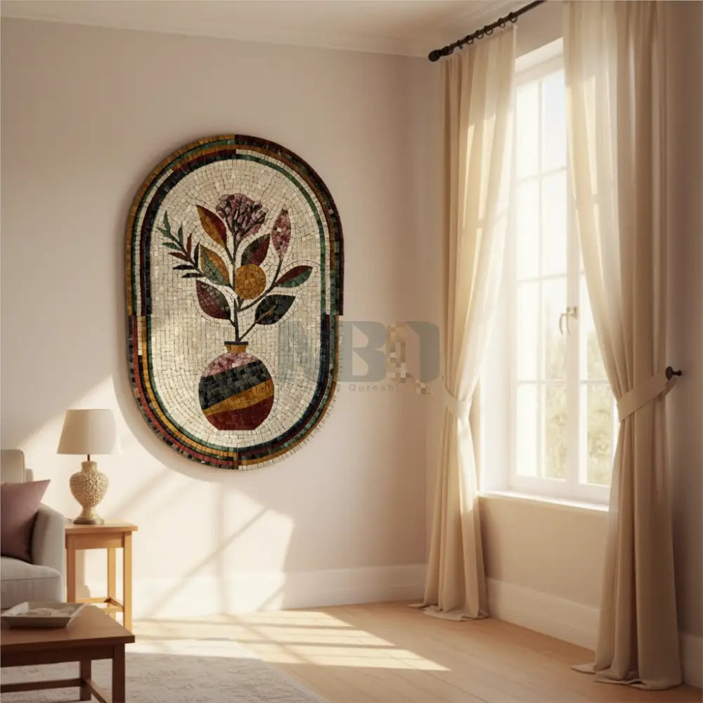 Vase Reverie: A Mosaic of Nature’s Grace for Western Home Decor 42’’ x 30’’ Wall Hangings